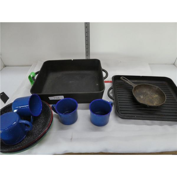 cast iron pans & enamel dishware