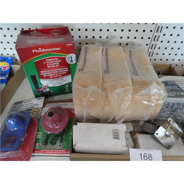 misc plumbing supplies, sponges, chain
