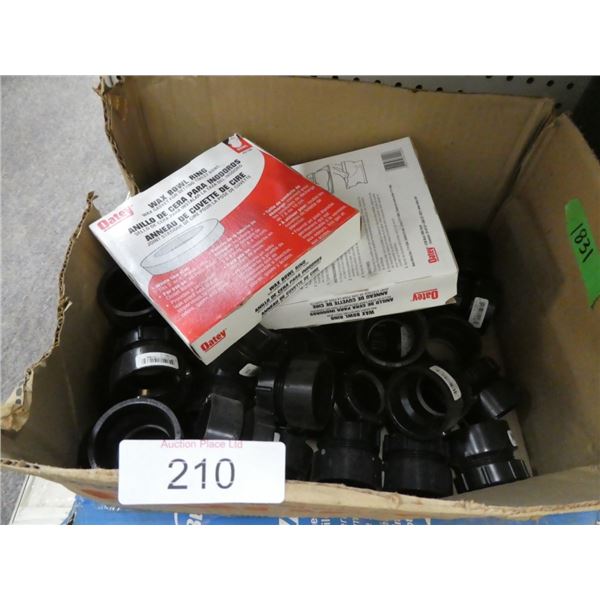 PVC connectors, wax bowl rings, toilet seat