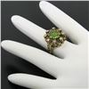 Image 7 : Vintage 14K Yellow Gold 2.43 ctw Oval Peridot Diamond & Black Enamel Halo Ring