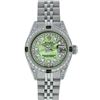 Image 2 : Rolex Ladies Stainless Steel Quickset Green MOP Diamond Lugs Datejust Wristwatch