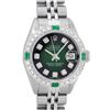 Image 1 : Rolex Ladies Stainless Steel 26MM Green Vignette Diamond Datejust Wristwatch