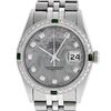 Image 1 : Rolex Mens Stainless Steel Meteorite Diamond And Emerald Datejust Wristwatch