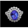 Image 2 : 18KT White Gold 3.95 ctw Tanzanite and Diamond Ring