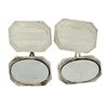 Image 1 : Antique Art Deco 14k White Gold Etched Dual Panel Cuff Links