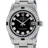 Image 2 : Rolex Womens Midsize 31mm Black String Diamond & Emerald Datejust Wristwatch