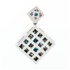 Image 3 : 14k White Gold 1.42 ctw Blue & White Diamond Geometric Dual Square Dangle Pendan