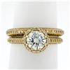 Image 2 : Tacori 18k Gold .79 ctw GIA Round Diamond Solitaire Engagement & Wedding Band Se