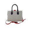 Image 1 : Gucci Navy Blue/Red GG Supreme Canvas Top Handle Shoulder Bag