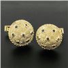 Image 6 : Vintage 14k Gold 0.30 ctw Round Blue Sapphire & Star Puffed Textured Cufflinks