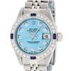 Image 1 : Rolex Ladies Stainless Steel Quickset Blue Diamond & Sapphire Wristwatch