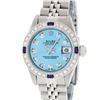 Image 2 : Rolex Ladies Stainless Steel Quickset Blue Diamond & Sapphire Wristwatch
