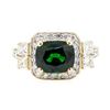 Image 2 : 4.44 ctw Rectangular Cushion Mixed Tsavorite Garnet And Princess Cut Diamond Rin