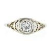 Image 4 : Antique Art Deco 18k White Gold 0.45 ctw European Diamond Solitaire Filigree Rin