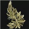 Image 6 : Vintage Large 14K Yellow Gold 4.60 ctw Diamond & Emerald Textured Leaf Brooch Pi