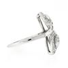 Image 5 : Vintage 14k White Gold 0.84 ctw Round Baguette Cut Diamond Pear Leaf Bypass Ring