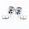 Image 3 : New 14K Gold 1.64 ctw Claw Prong Oval Cabochon Royal Blue Sapphire Stud Earrings