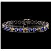 Image 1 : 14KT White Gold 9.46 ctw Tanzanite and Diamond Bracelet