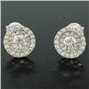 Image 3 : 14K White Gold 0.94 ctw Round Brilliant VS Diamond Double Halo Post Stud Earring