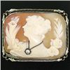 Image 1 : Vintage Unique 14K White Gold.12 ctw Diamond Carved Shell Cameo Brooch Pendant