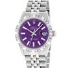 Image 2 : Rolex Mens Stainless Steel 36MM Purple Index Pyramid Diamond Datejust Wristwatch