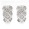 Image 1 : 18K White Gold 1.09 ctw Round Brilliant Pave Diamond Braided Cuff Omega Earrings