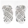 Image 2 : 18K White Gold 1.09 ctw Round Brilliant Pave Diamond Braided Cuff Omega Earrings