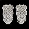 Image 3 : 18K White Gold 1.09 ctw Round Brilliant Pave Diamond Braided Cuff Omega Earrings
