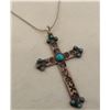 Image 1 : Navajo Route 66 Sterling Turquoise Cross Necklace