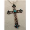 Image 2 : Navajo Route 66 Sterling Turquoise Cross Necklace
