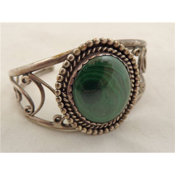 Sterling Malachite Cuff Bracelet by D. Katz