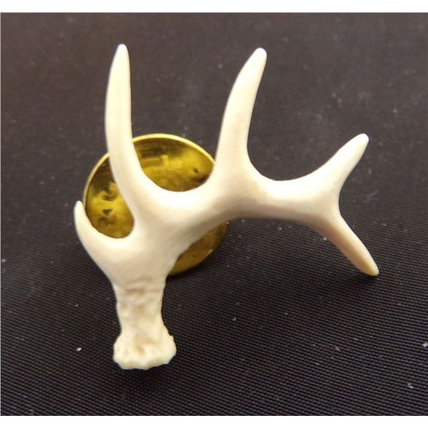 Miniature Carved Bone Elk Antler Tie Tack