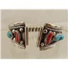 Image 1 : Navajo Sterling Turquoise & Coral Watch Band