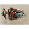 Image 2 : Navajo Sterling Turquoise & Coral Watch Band