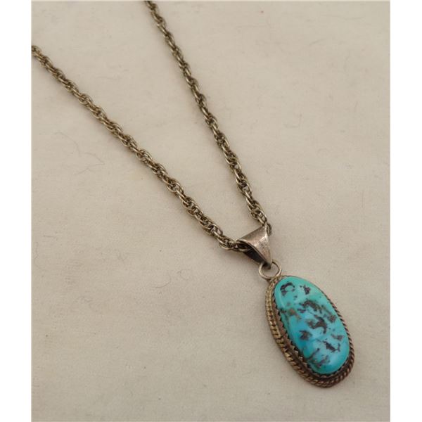 Navajo Running Bear Sterling Turquoise Necklace