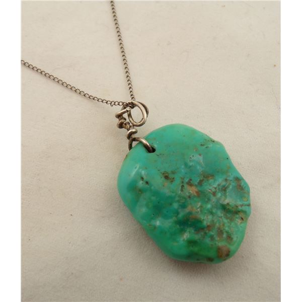 Large Navajo Turquoise Nugget Pendant Necklace
