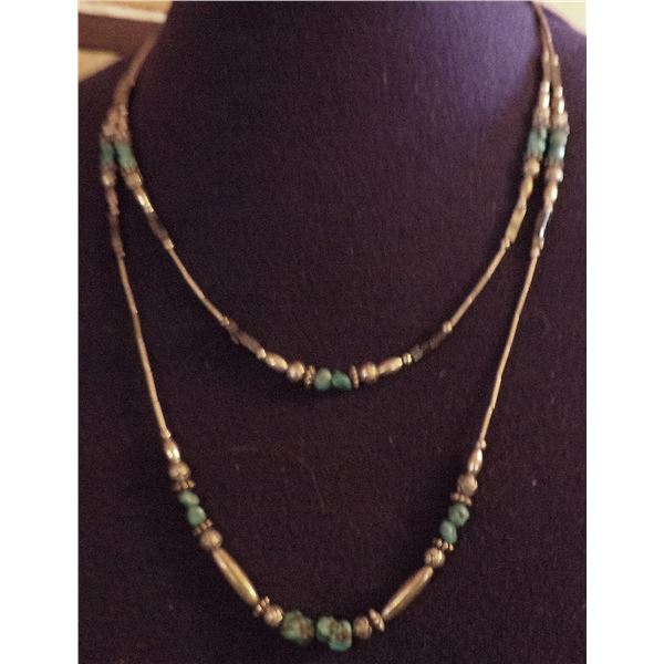 Navajo 2 Strand Liquid Silver Bead Necklace