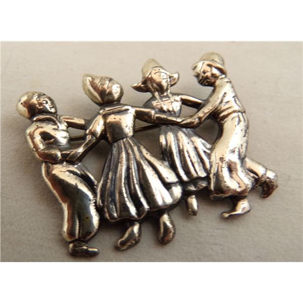 Vintage Lang Sterling Dancing Dutch Couples Pin
