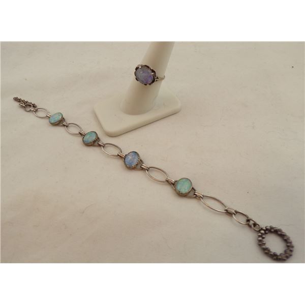 Sterling Opal Ring and Matching Link Bracelet