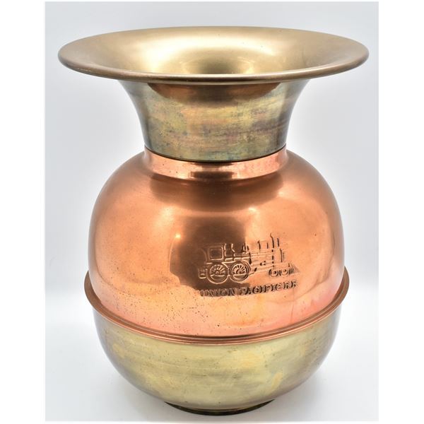 Copper and Brass Union Pacific Railroad Spittoon