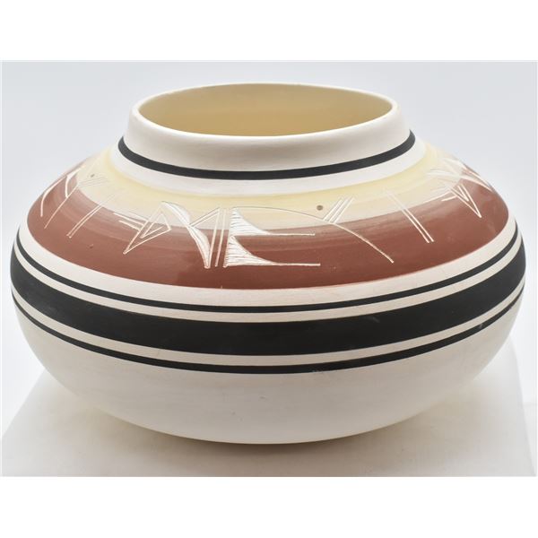 Navajo Incised Pottery Bowl by Silas