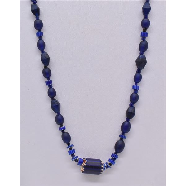 Venetian Cobalt Blue Chevron Bead Necklace