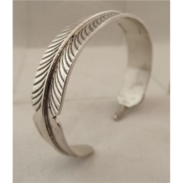 Navajo Sterling Feather Cuff Bracelet