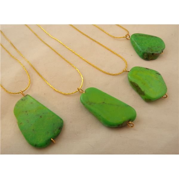 4 Mojave Green Turquoise Pendant Necklaces