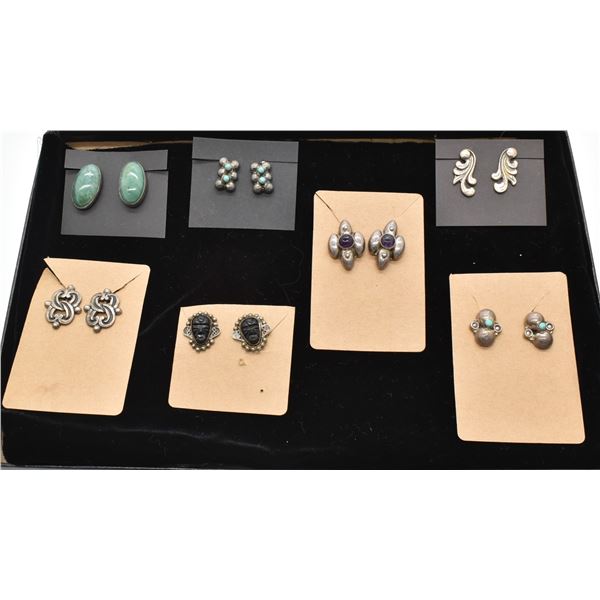 7 Pairs of Vintage Taxco Screwback Earrings