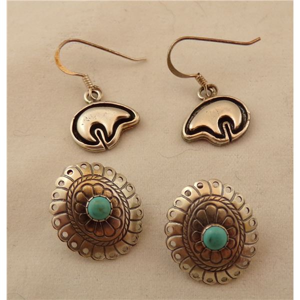 2 Native American Navajo Sterling Earrings