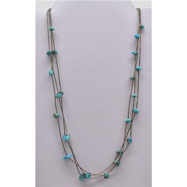 Navajo Old Pawn Triple Strand Turquoise Necklace