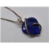 Image 3 : Wire Wrapped Lapis Lazuli Heart Pendant Necklace