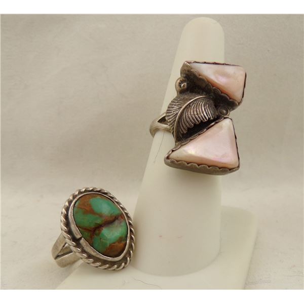 2 Native American Navajo Sterling Rings