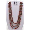 Image 1 : 3 Strand Jasper Nugget Necklace and Earrings